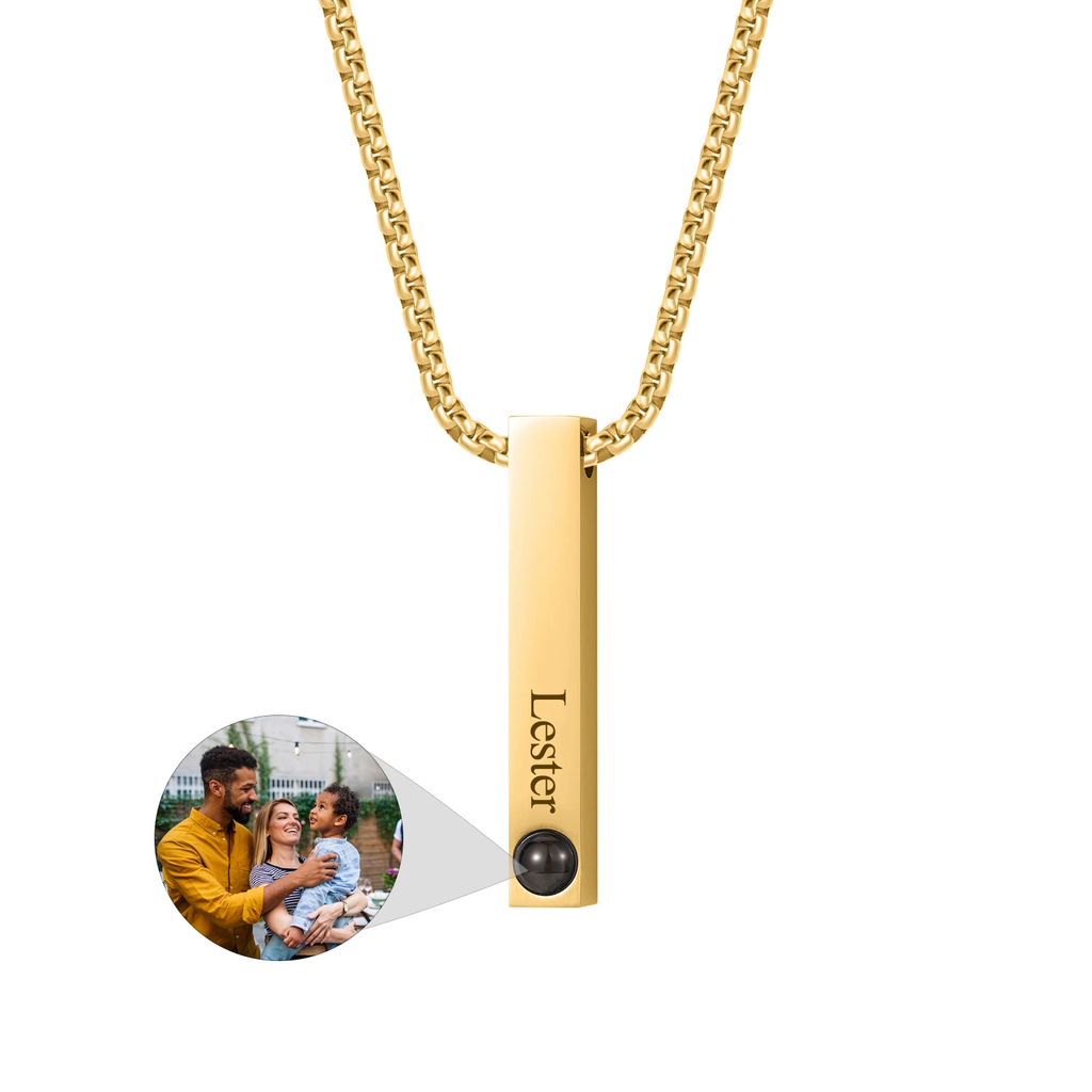Custom Personalized  Projection Photo Bar Necklace