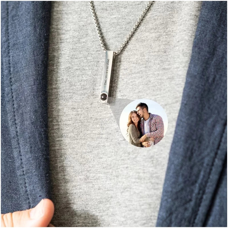 Custom Personalized  Projection Photo Bar Necklace