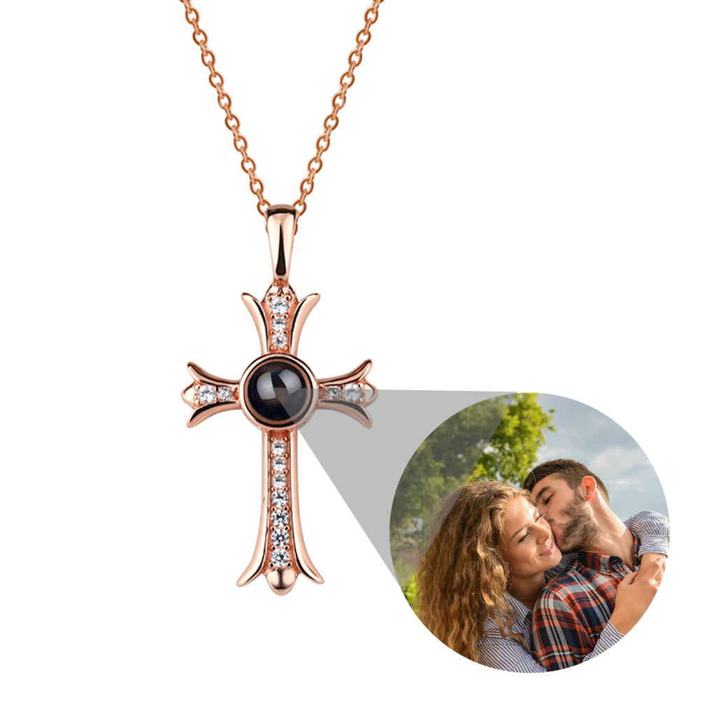 Personalized Custom Projection Photo Cross Necklace